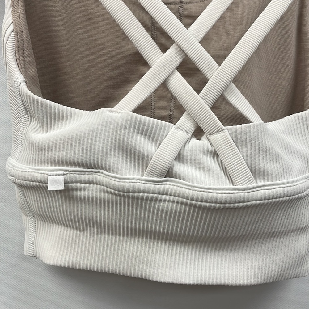 Lululemon Energy Ribbed Textured Racerback Sports Bra White 2 - Picture 5 of 6
